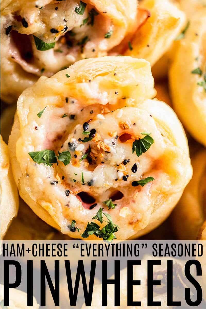 Ham and Cheese Pinwheels with “Everything” Bagel Seasoning Platings