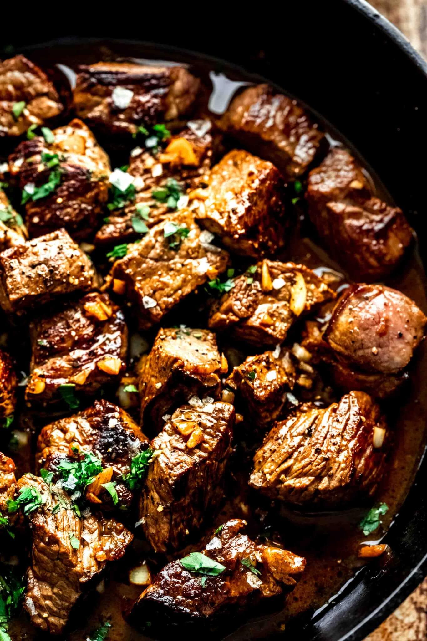 Steak Bites with Garlic Butter & Mustard Dipping Sauce Platings