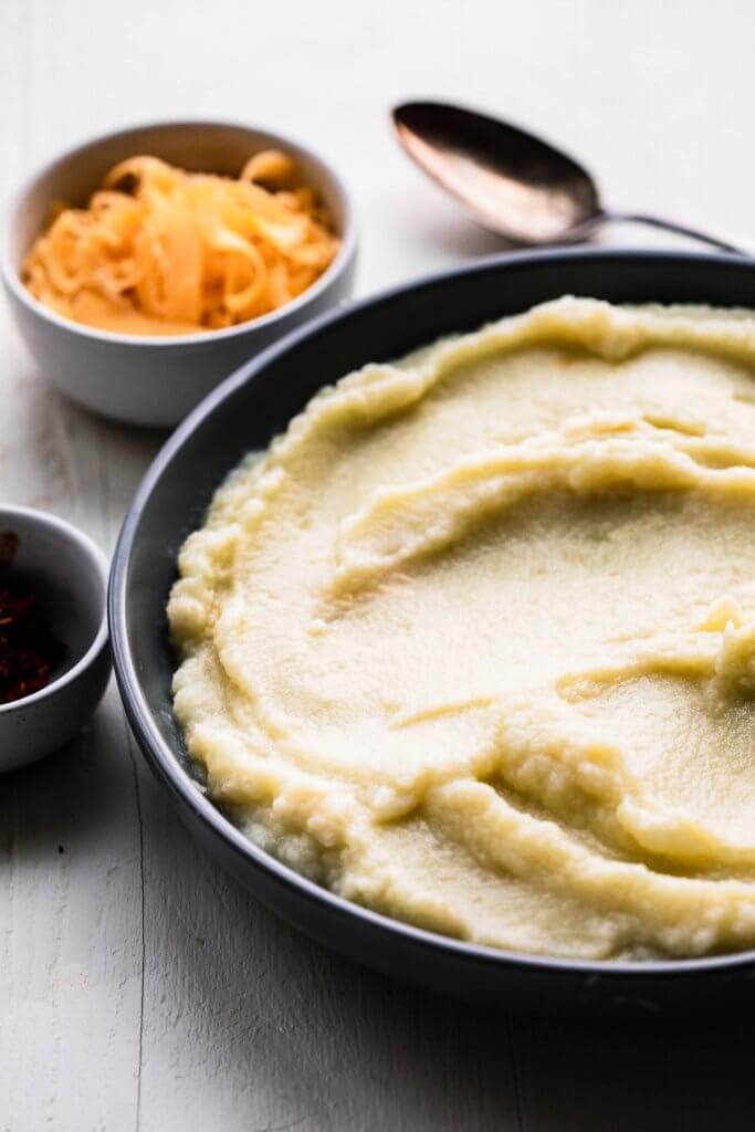 Ingredients for cheddar chipotle cauliflower mash