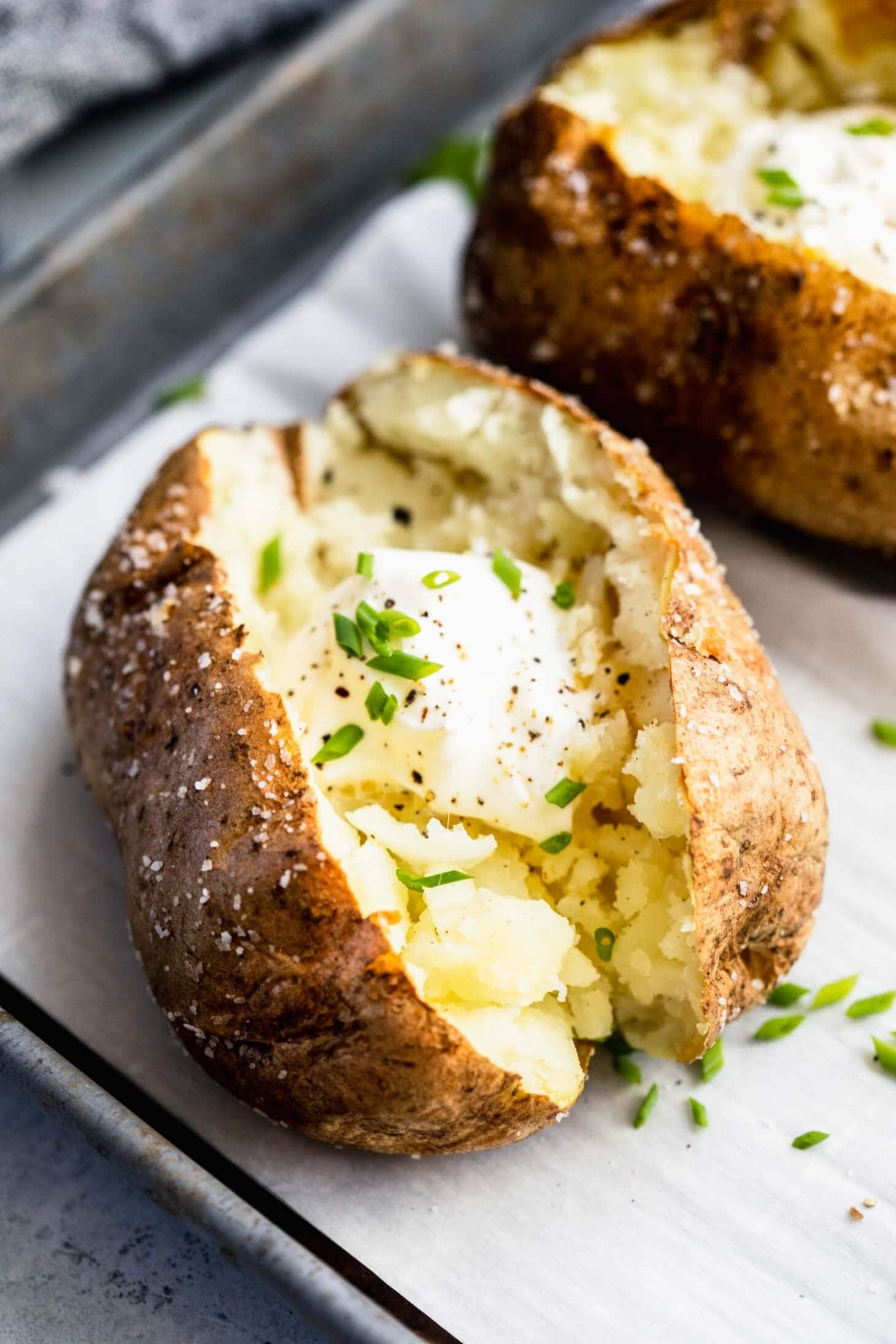 Air Fryer Baked Potatoes with Crispy Skin + VIDEO | Platings + Pairings
