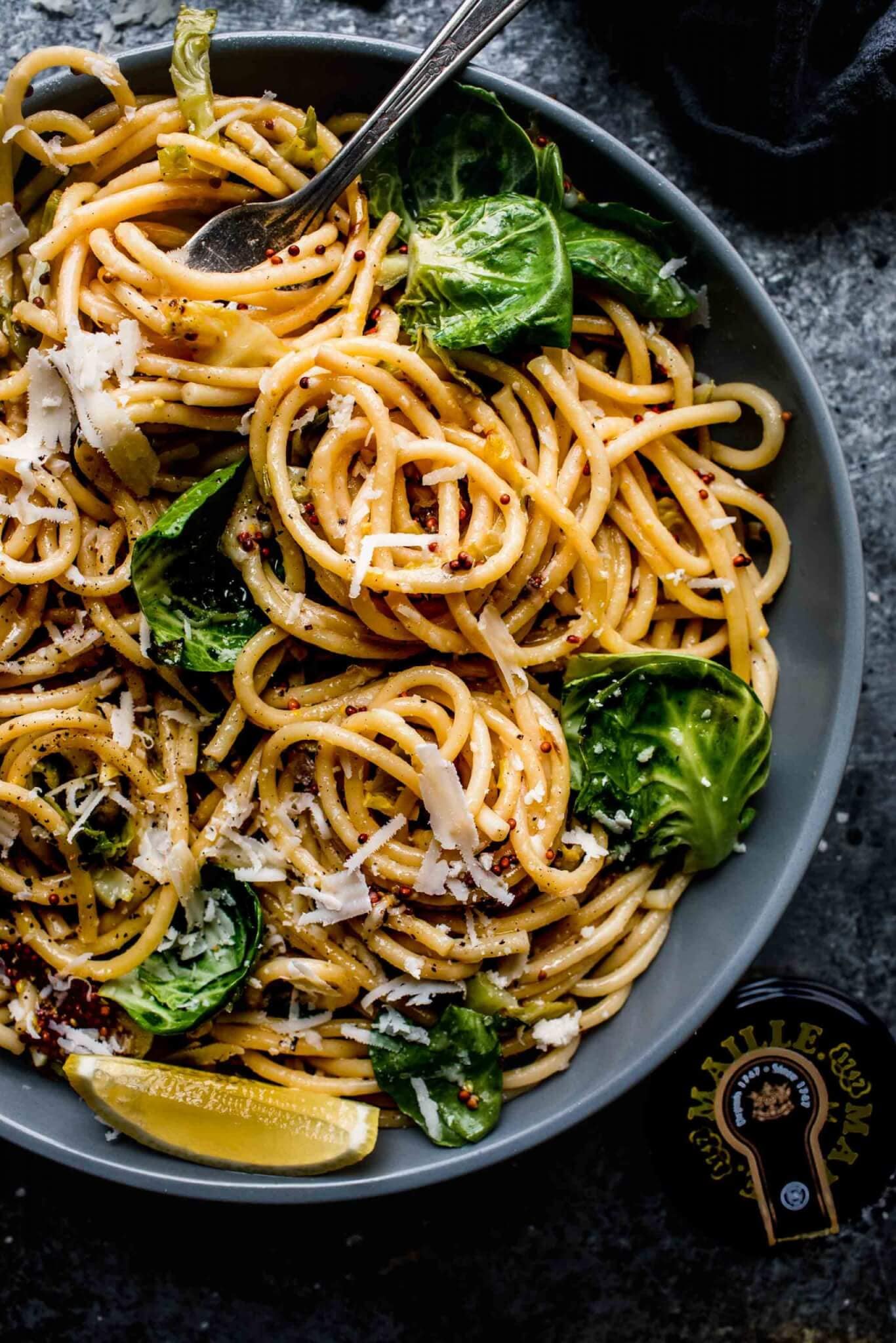 Brussel Sprout Pasta with Parmesan