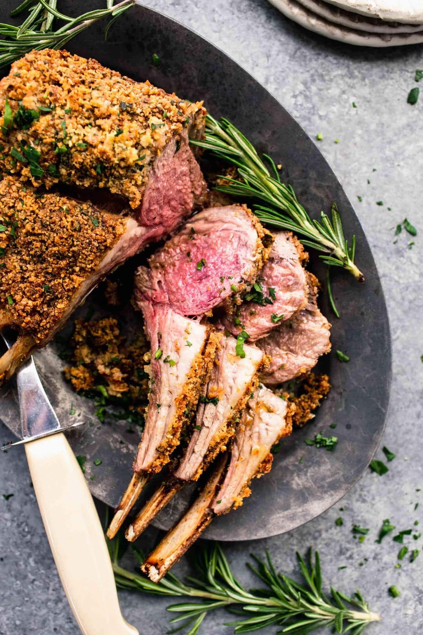 Lamb Rack Plates Garlic Herb Crusted Rack of Lamb - Platings + Pairings