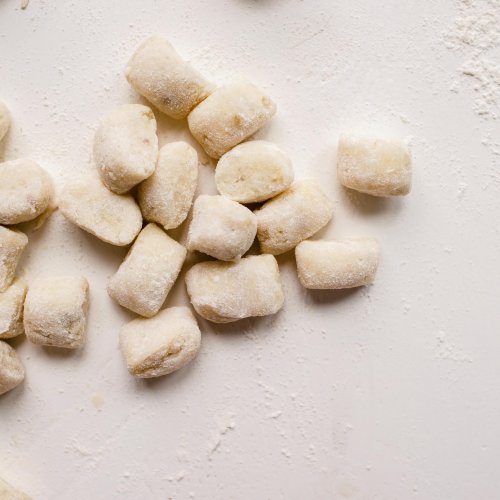 Close up of prepared gnocchi before cooking.