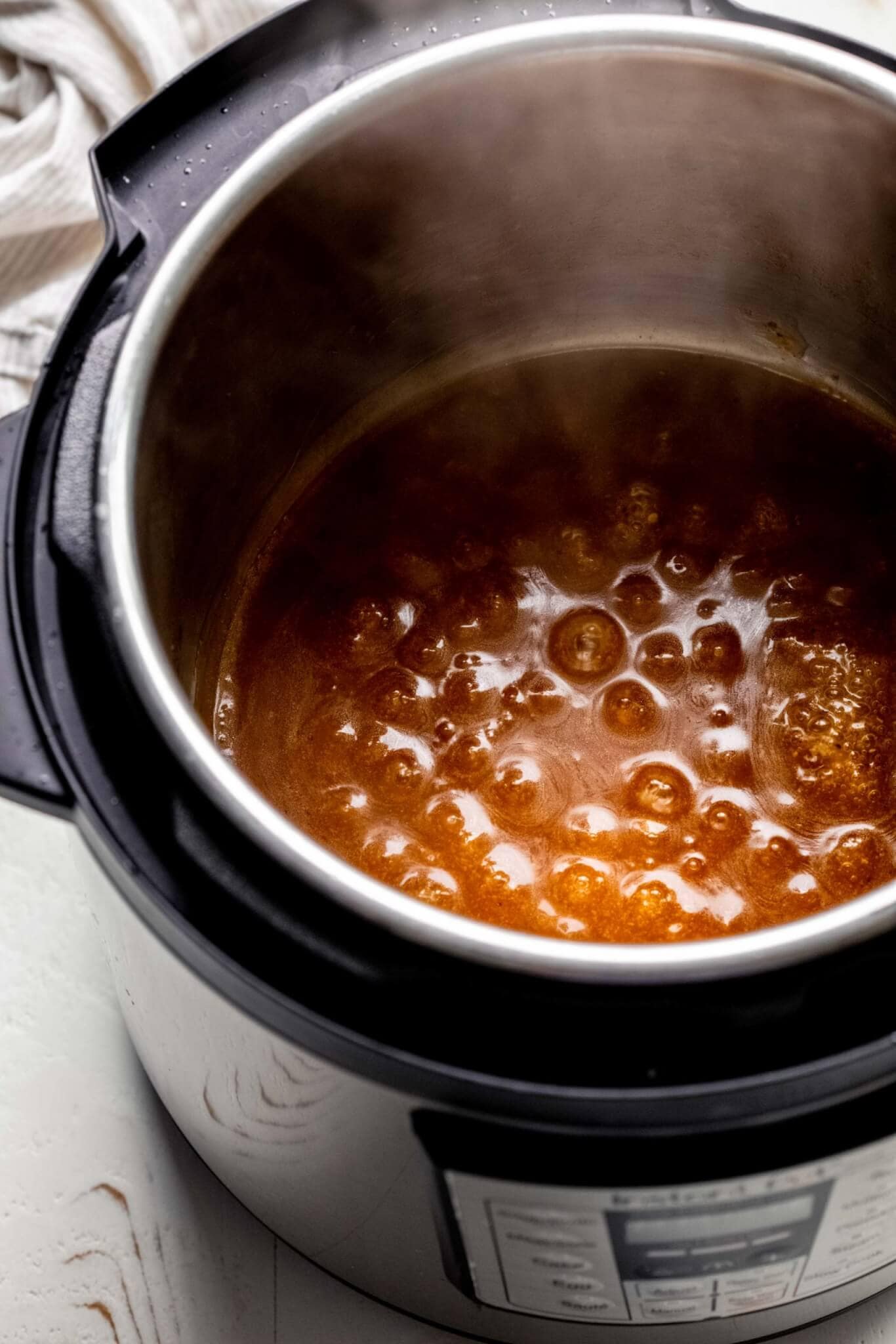 Gravy bubbling in instant pot.