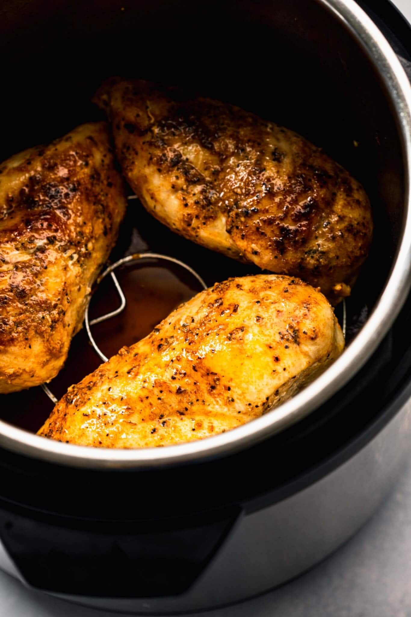 Cooked chicken breasts in the instant pot.