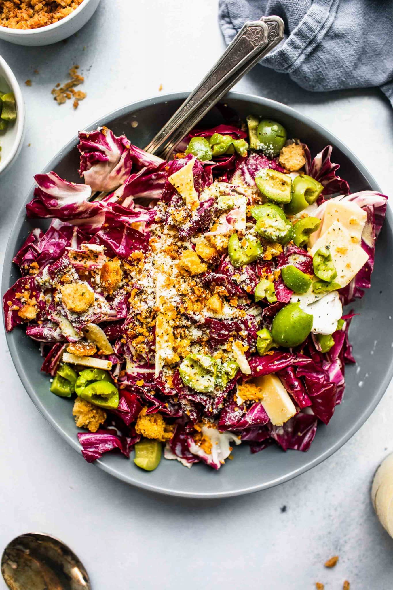 Italian Radicchio Salad with Parmesan & Olives