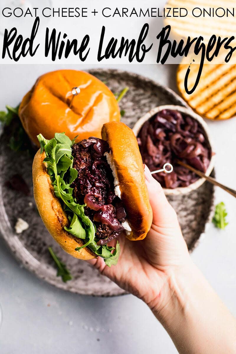 Red Wine Lamb Burgers with Goat Cheese & Caramelized Onions Platings