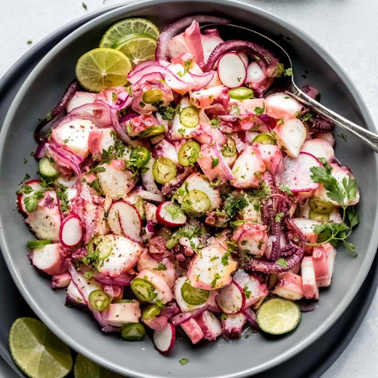 Easy Octopus Ceviche Recipe (Ceviche de Pulpo) Platings + Pairings