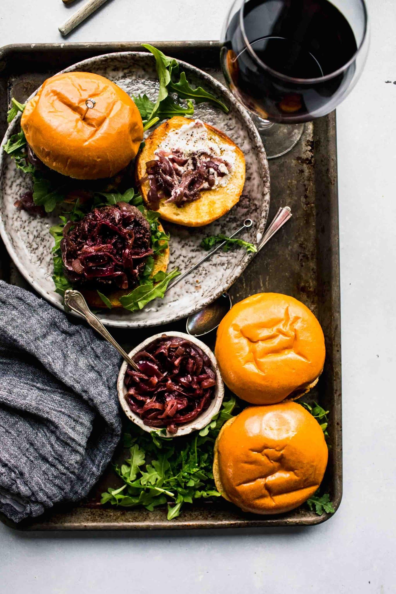 Lamb Burgers with Goat Cheese & Caramelized Onions