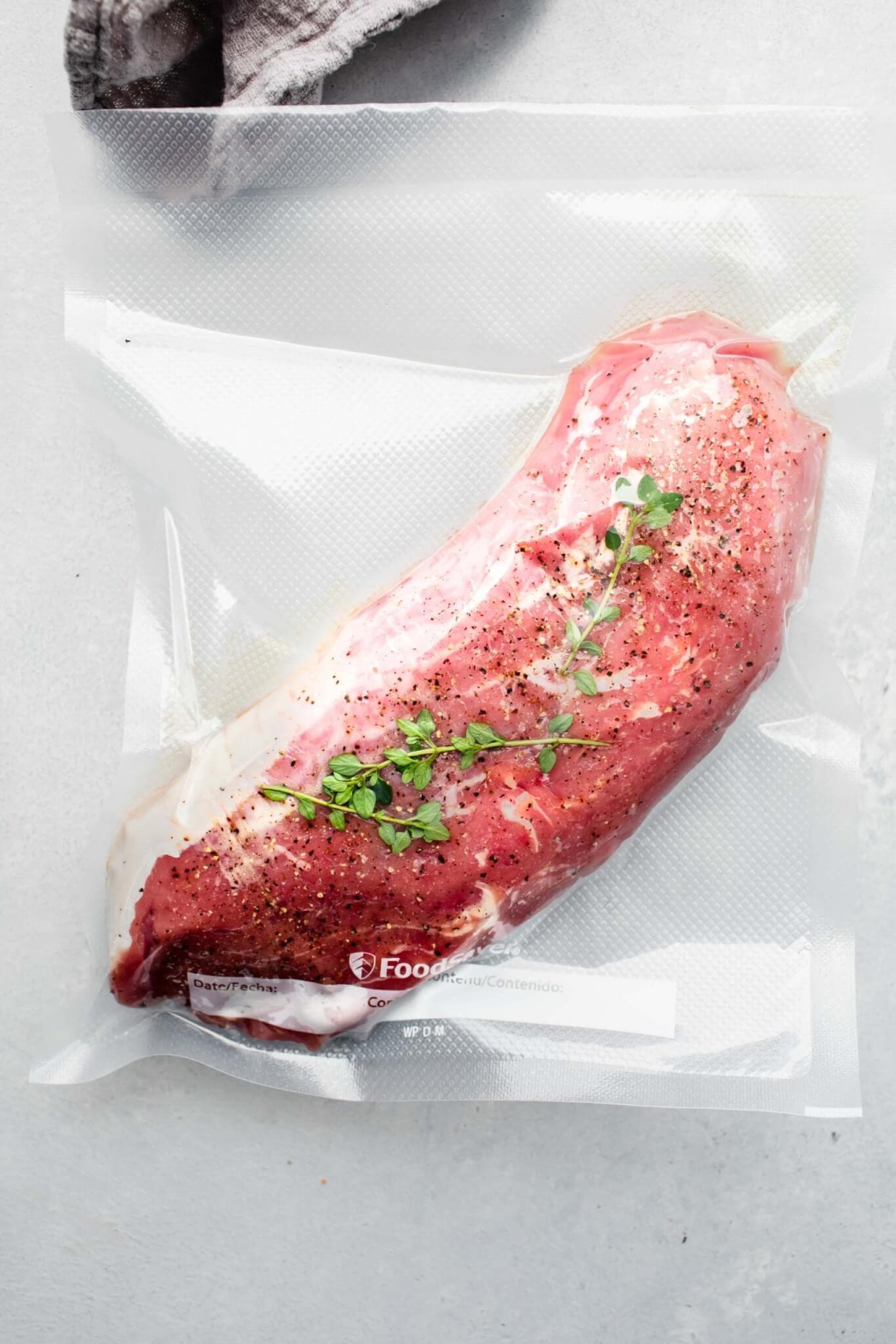 Pork sealed in foodsaver bag