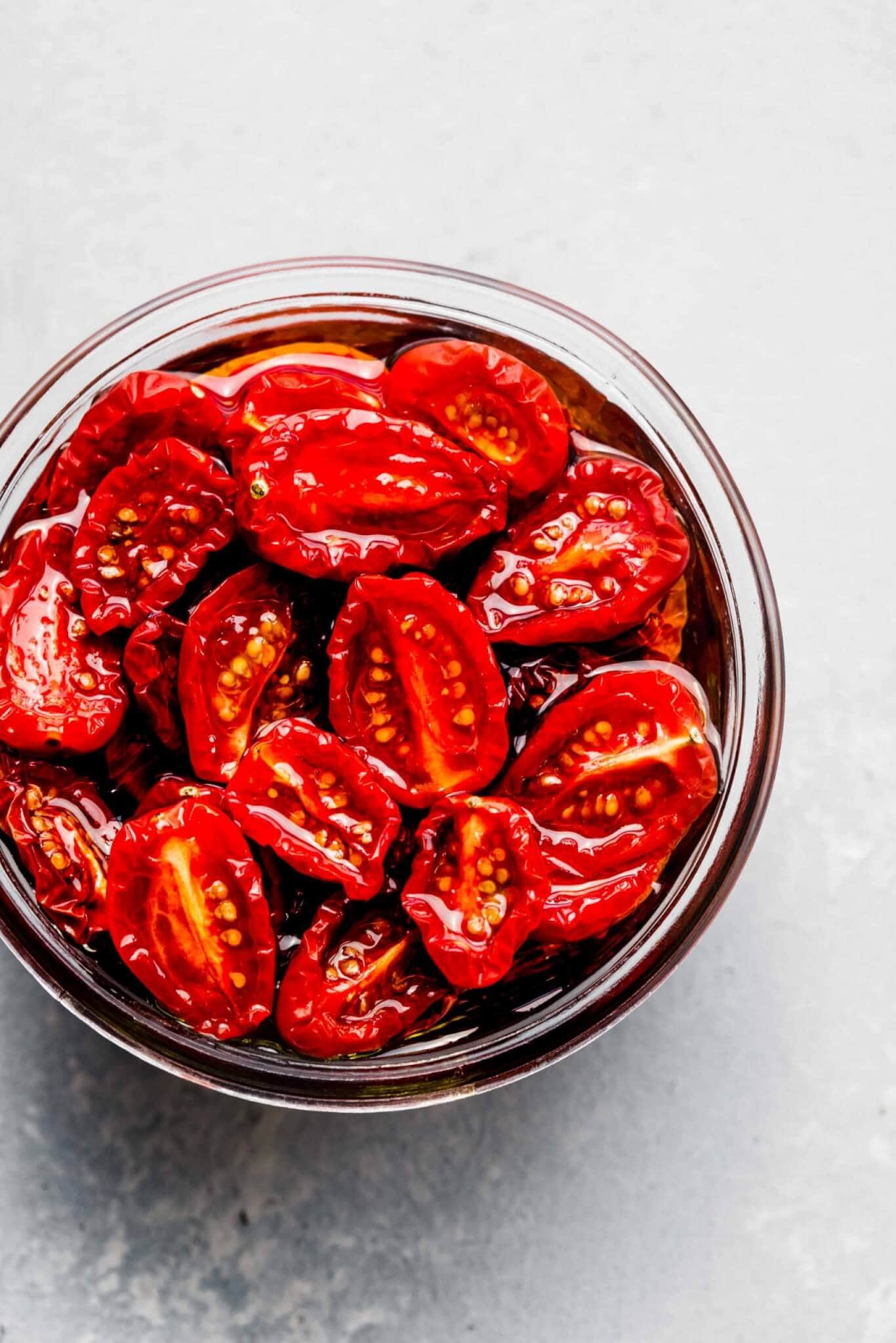 Jar of sun dried tomatoes packed in oil 