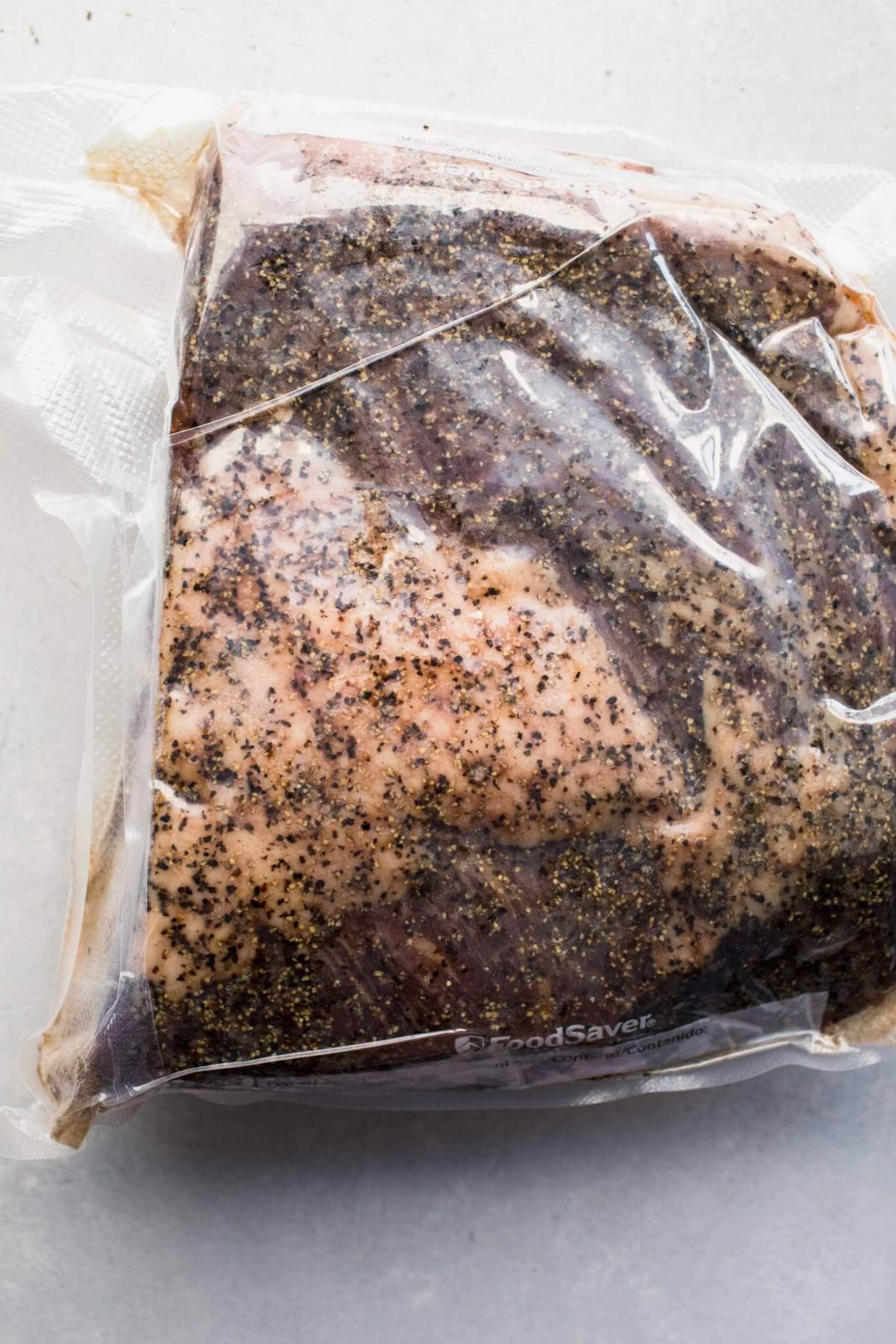 Brisket vacuum sealed in bag