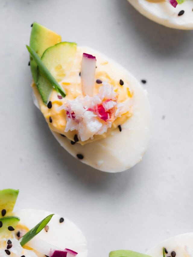 California Roll Deviled Eggs Platings + Pairings
