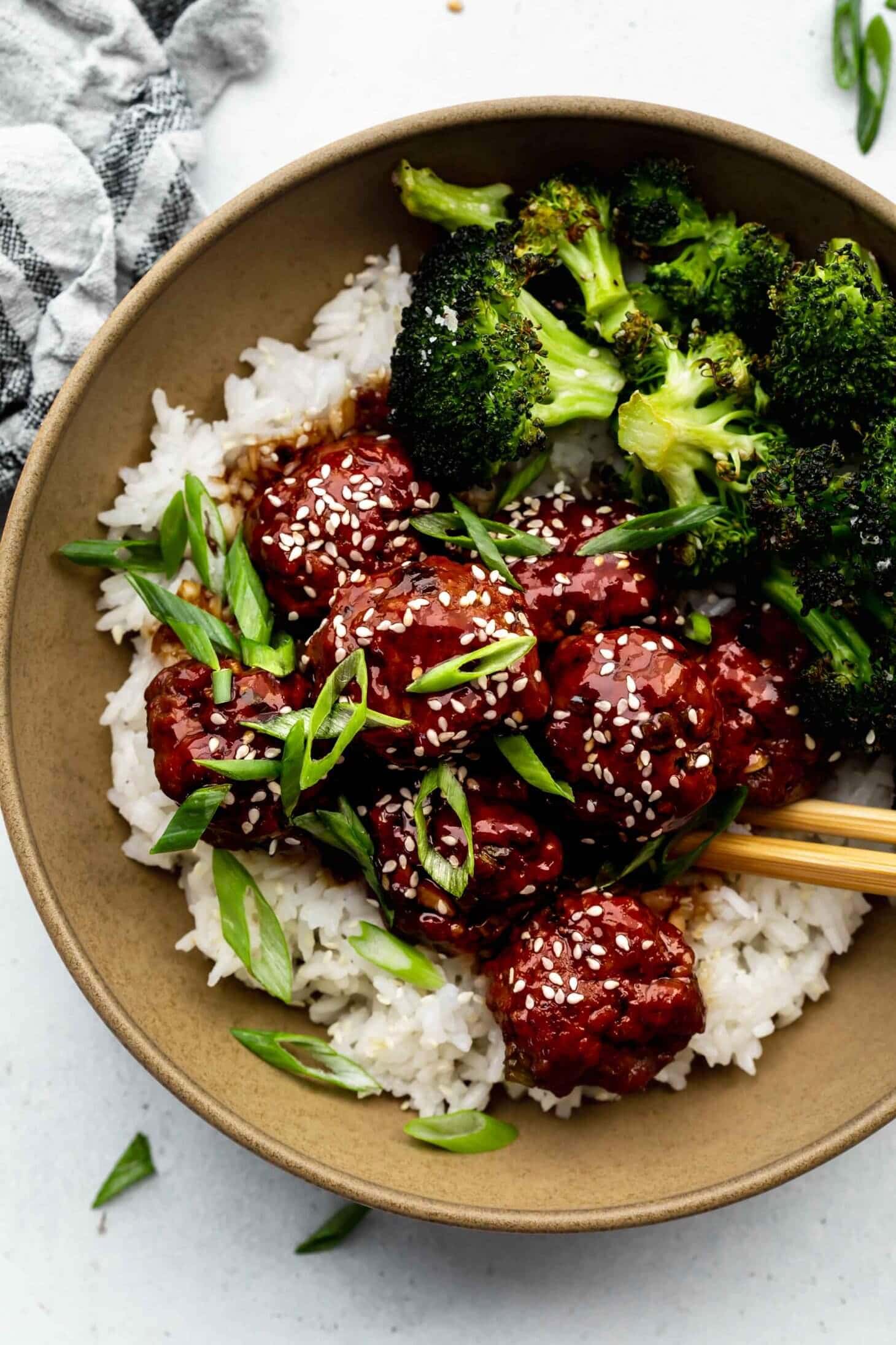 Sticky Mongolian Meatballs and Broccoli (Easy!!)