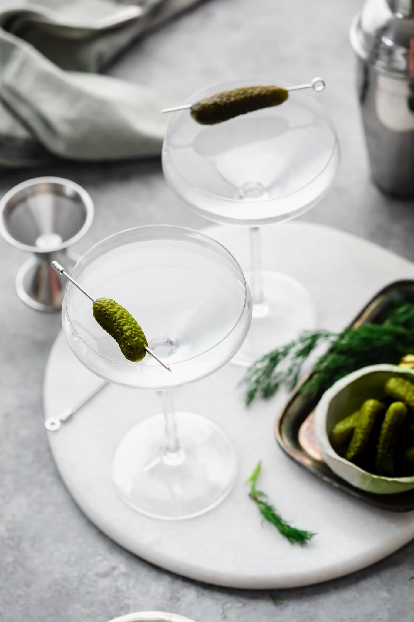 Dill Pickle Martini Recipe (with Gin or Vodka) Platings + Pairings