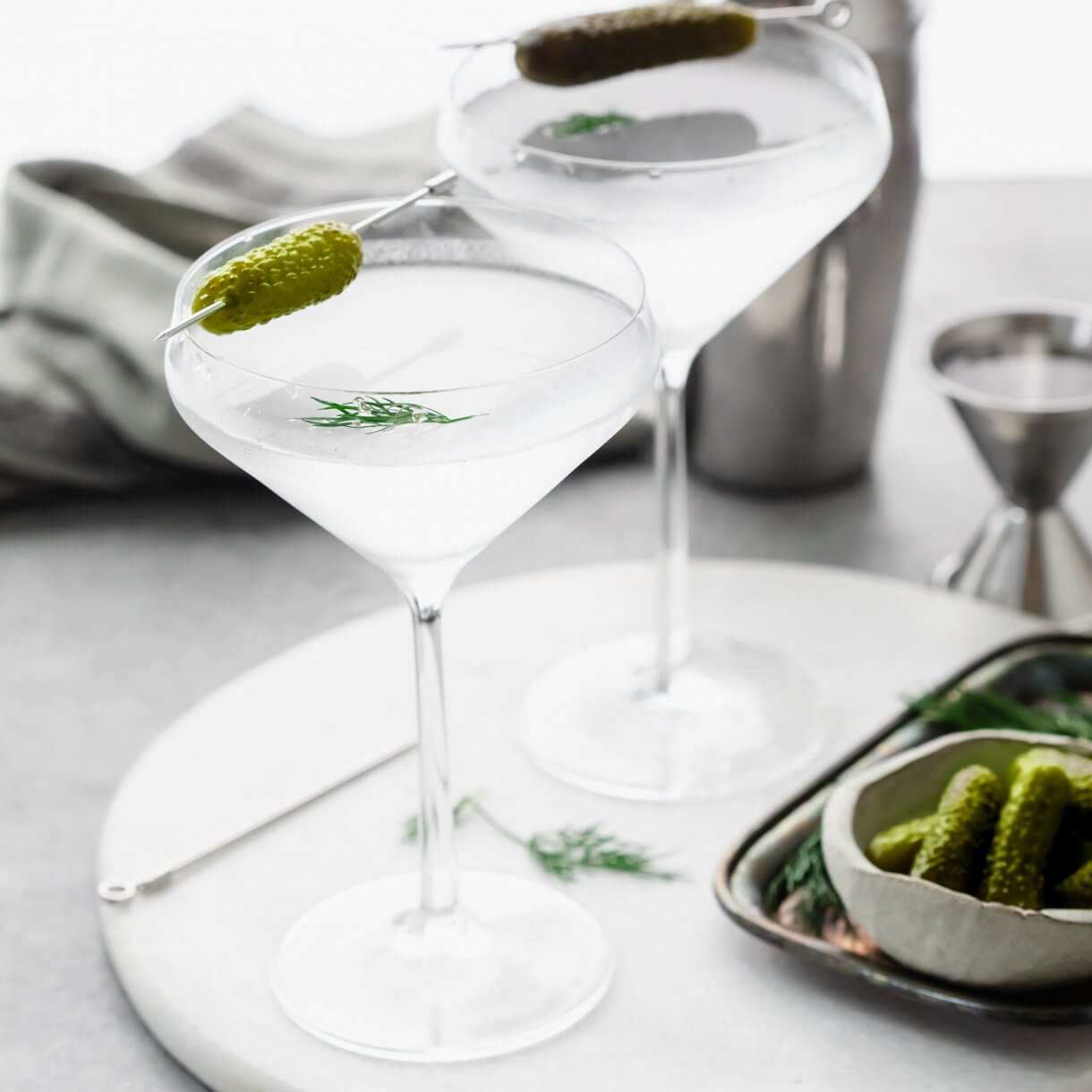 Dill Pickle Martini Recipe (with Gin or Vodka) Platings + Pairings