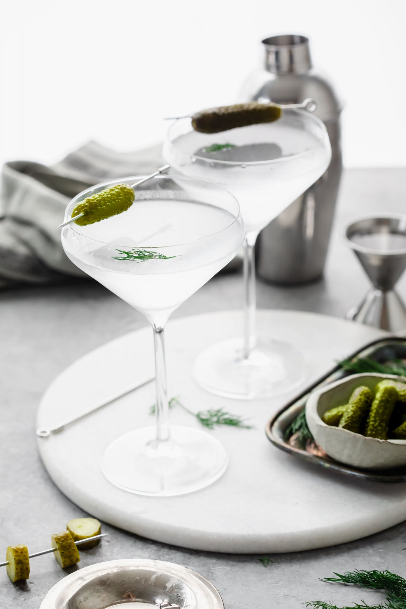 Dill Pickle Martini Recipe (with Gin or Vodka) Platings + Pairings