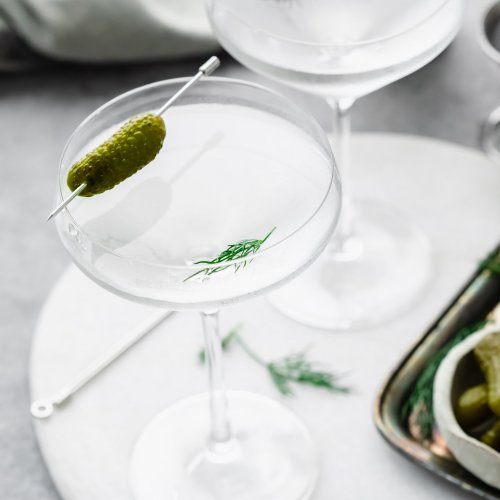 Dill Pickle Martini Recipe (Gin or Vodka) Platings + Pairings