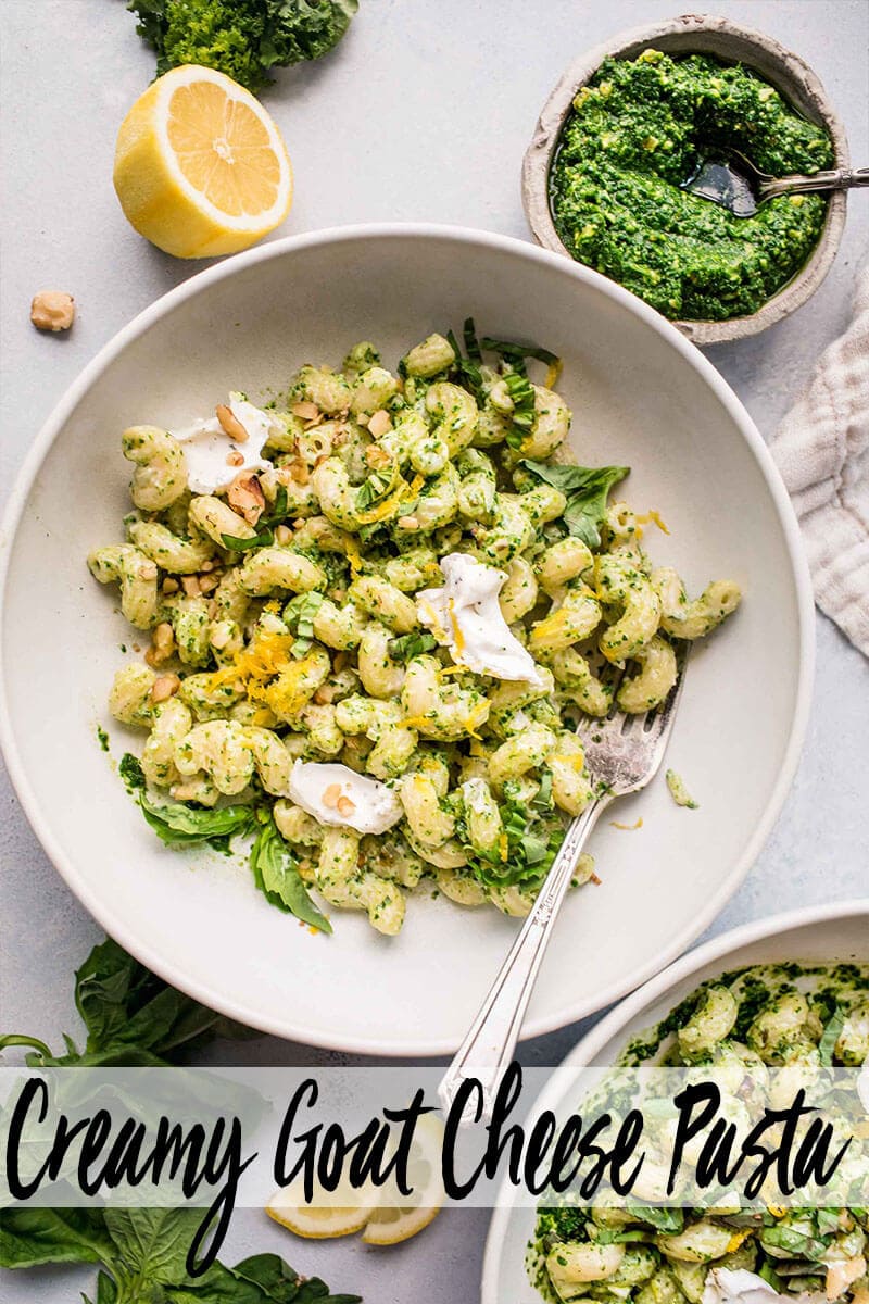 Goat Cheese Pasta with 5Minute Lemony Kale Pesto Platings + Pairings