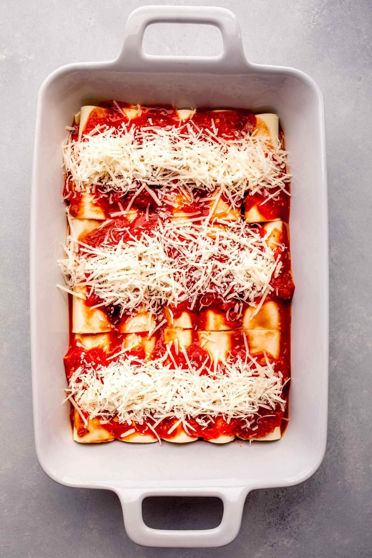 Cheese Manicotti with Lasagna Noodles (Easy Recipe)