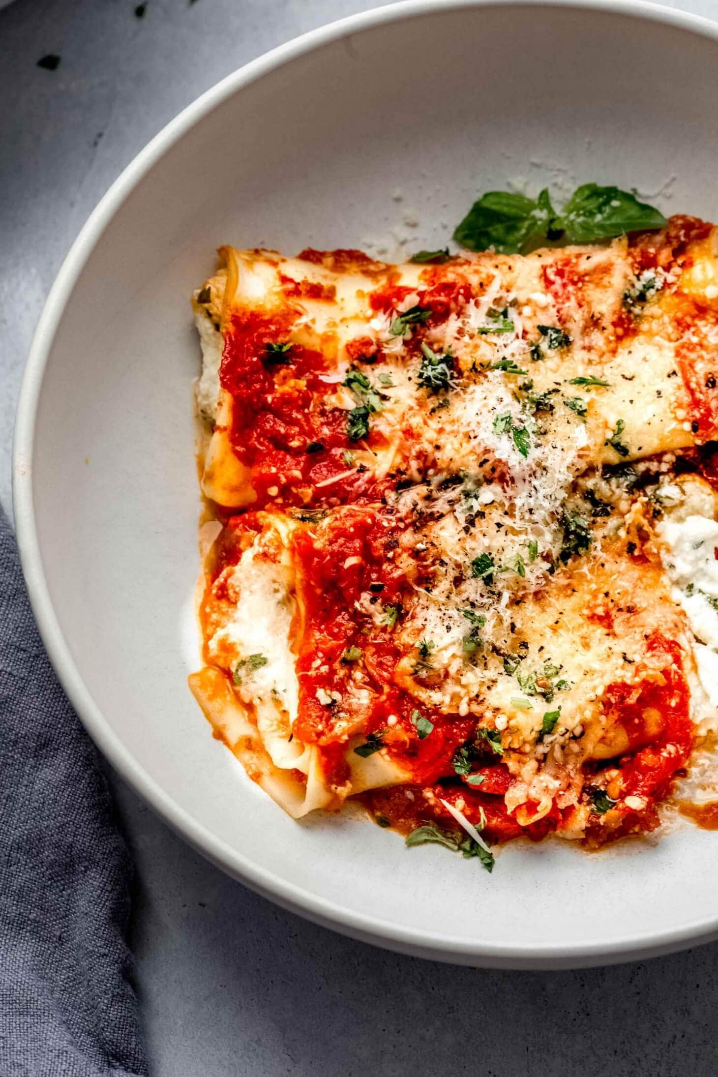 Cheese Manicotti with Lasagna Noodles (Easy Recipe)
