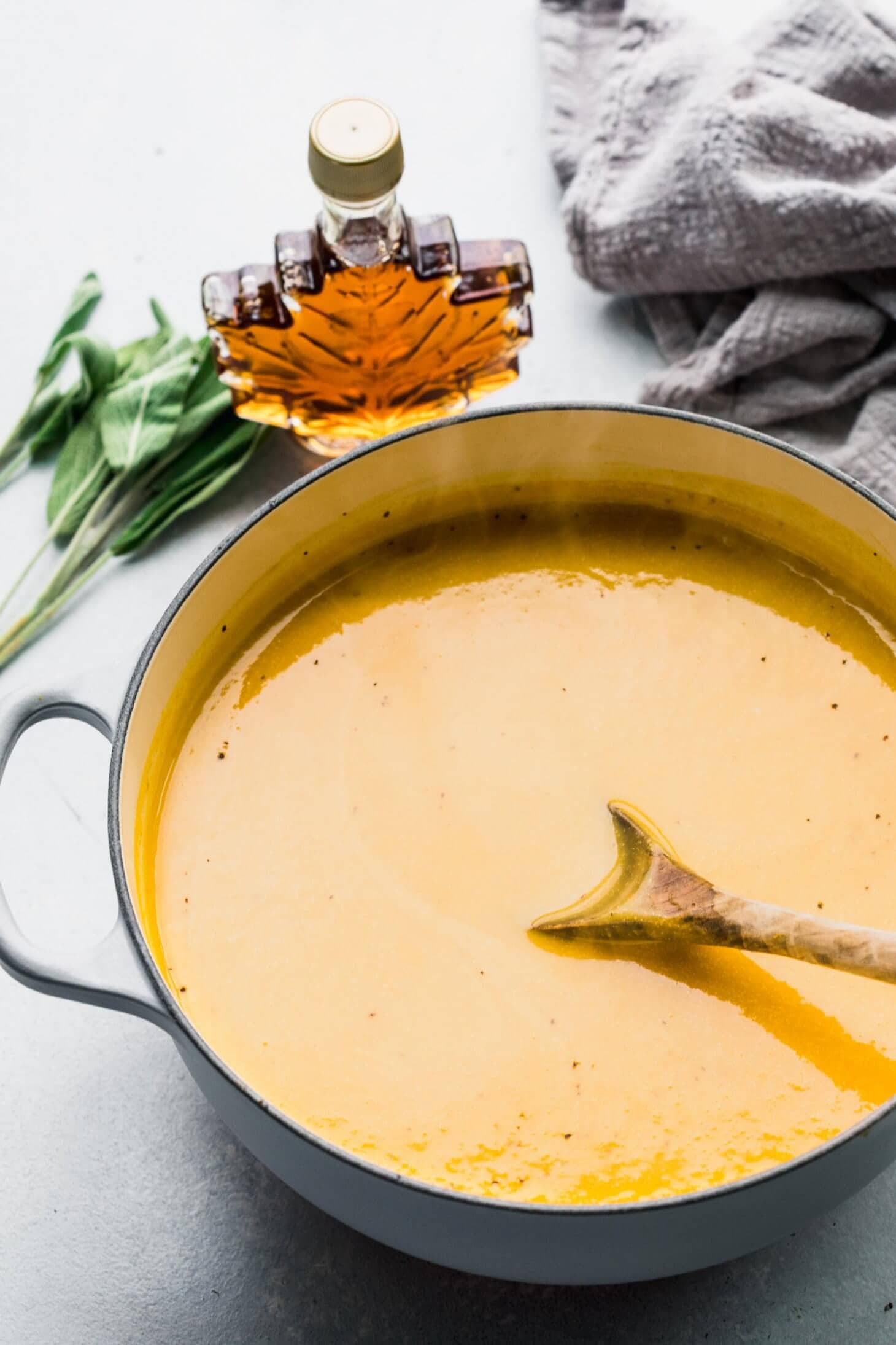 Butternut Squash Bisque with Maple Cream + VIDEO Platings + Pairings