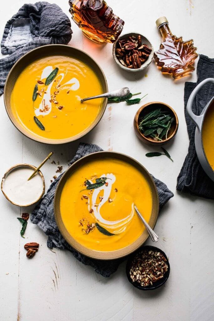 Butternut Squash Bisque Soup Recipe with Maple Platings + Pairings