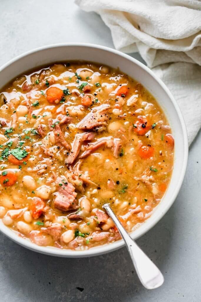 Crockpot Ham and Bean Soup (EASY + Delicious!!!)
