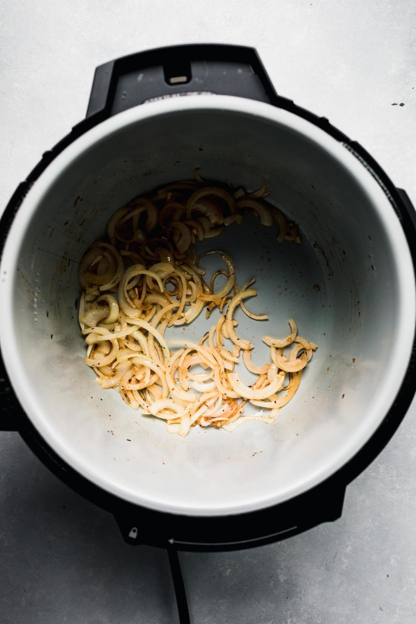 Onions cooking in Instant Pot