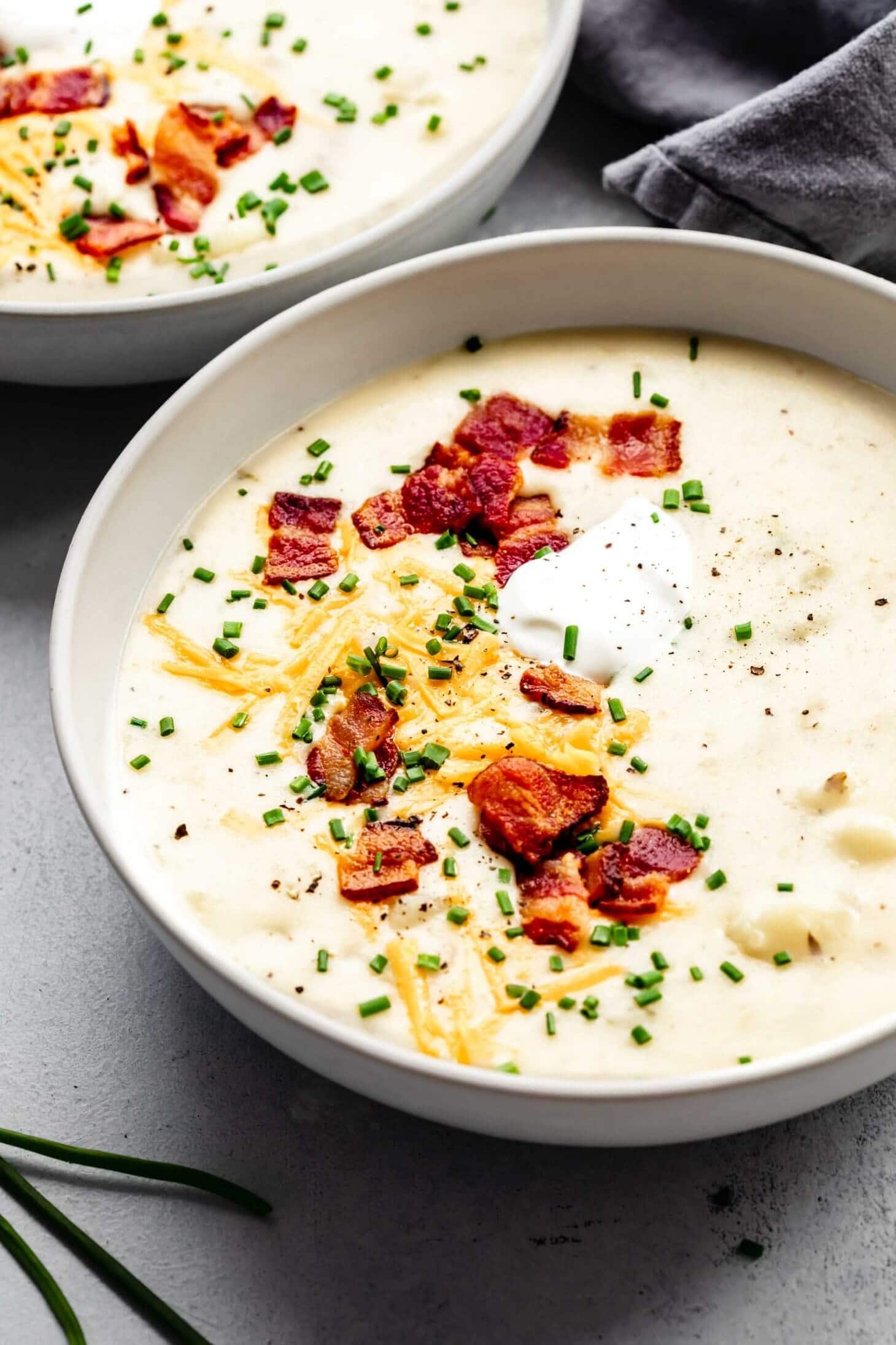 Easy Instant Pot Cheesy Potato Soup (Loaded with Toppings!)