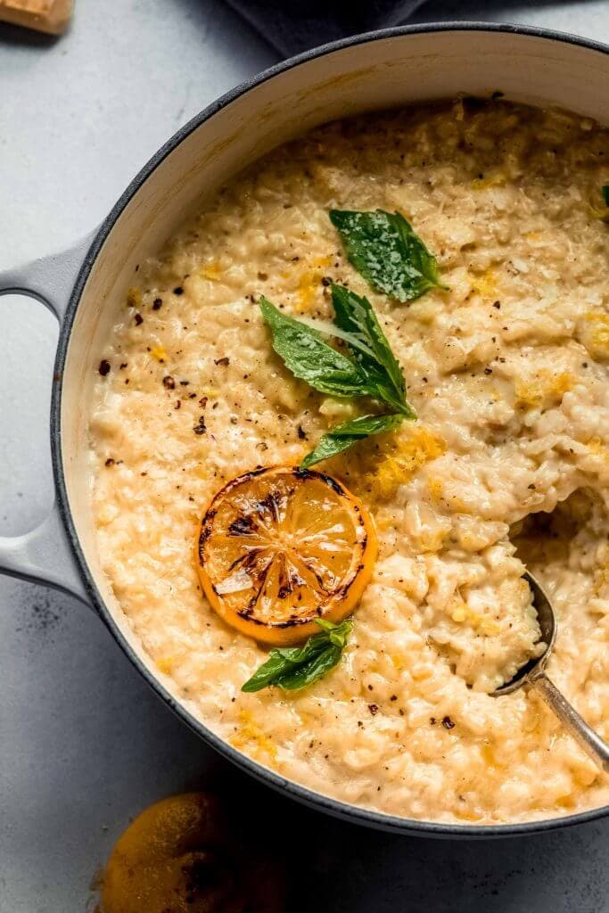 Risotto in large dutch oven. 