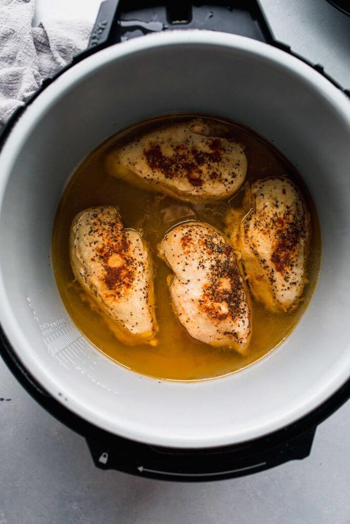 Cooked chicken breasts in instant pot.