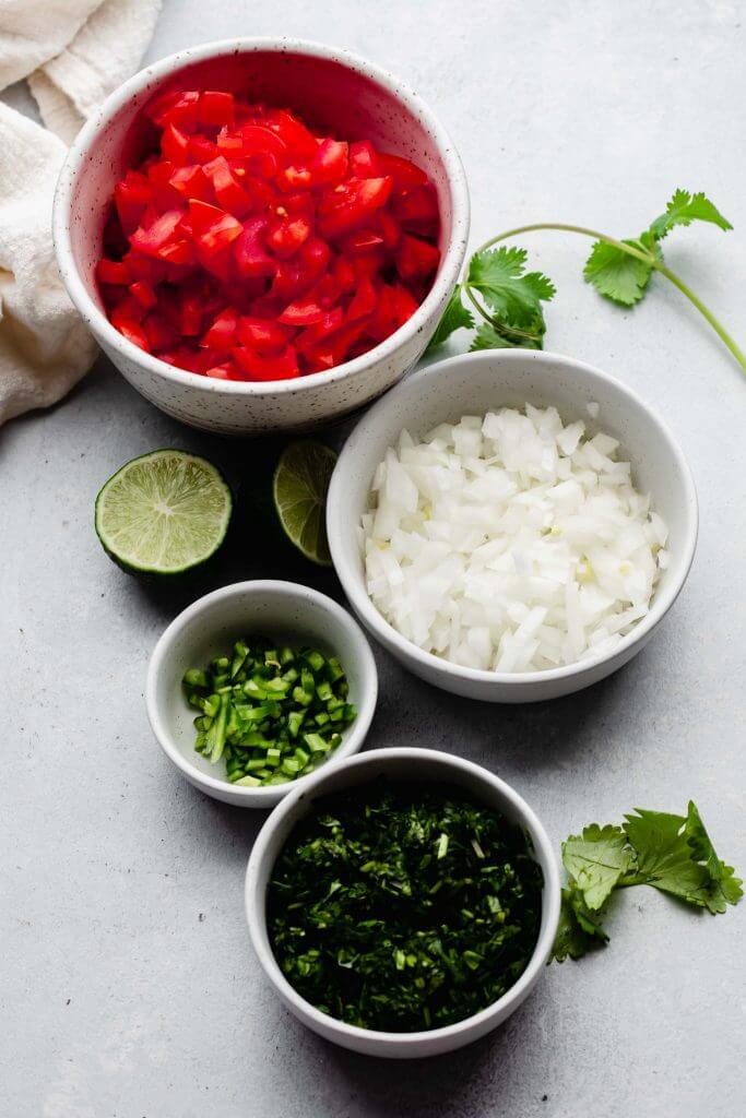 Ingredients for pico on counter. 