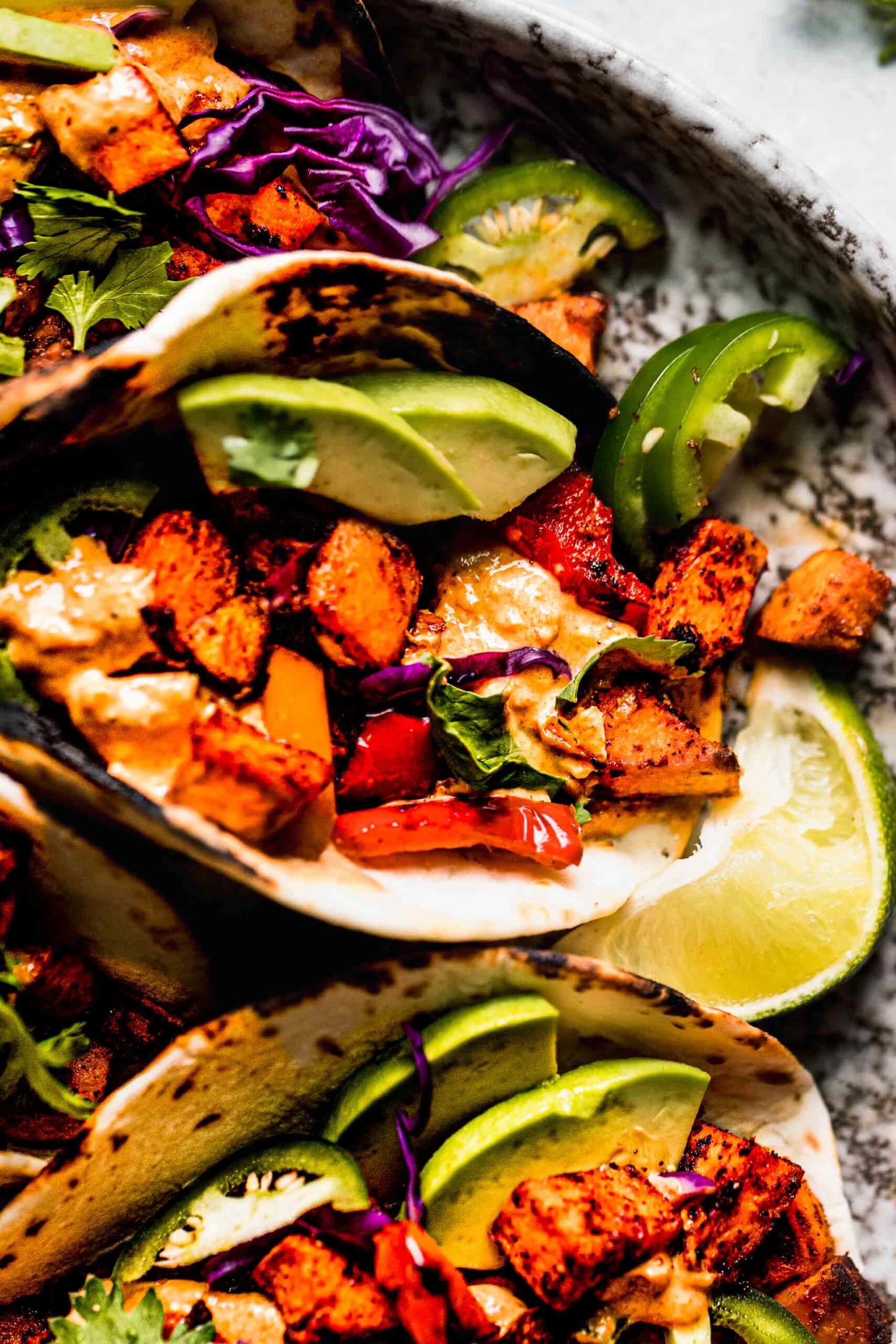 Chipotle Sweet Potato Tacos with the BEST Crema!