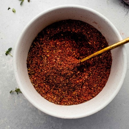 Cajun seasoning in small bowl.