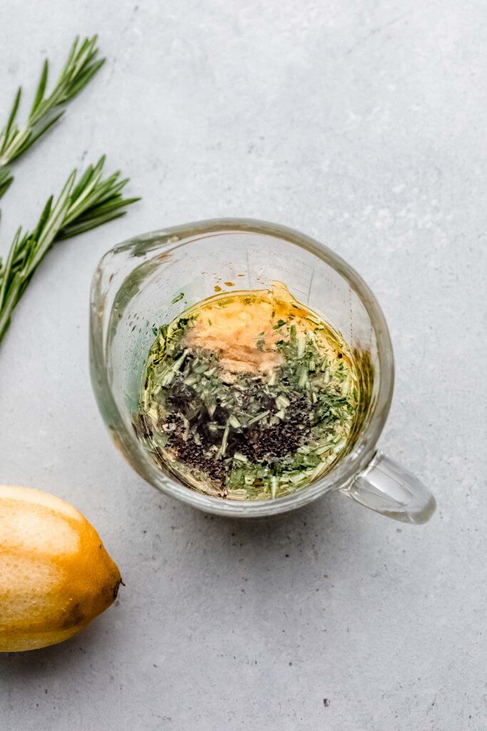 lamb marinade combined in small measuring cup