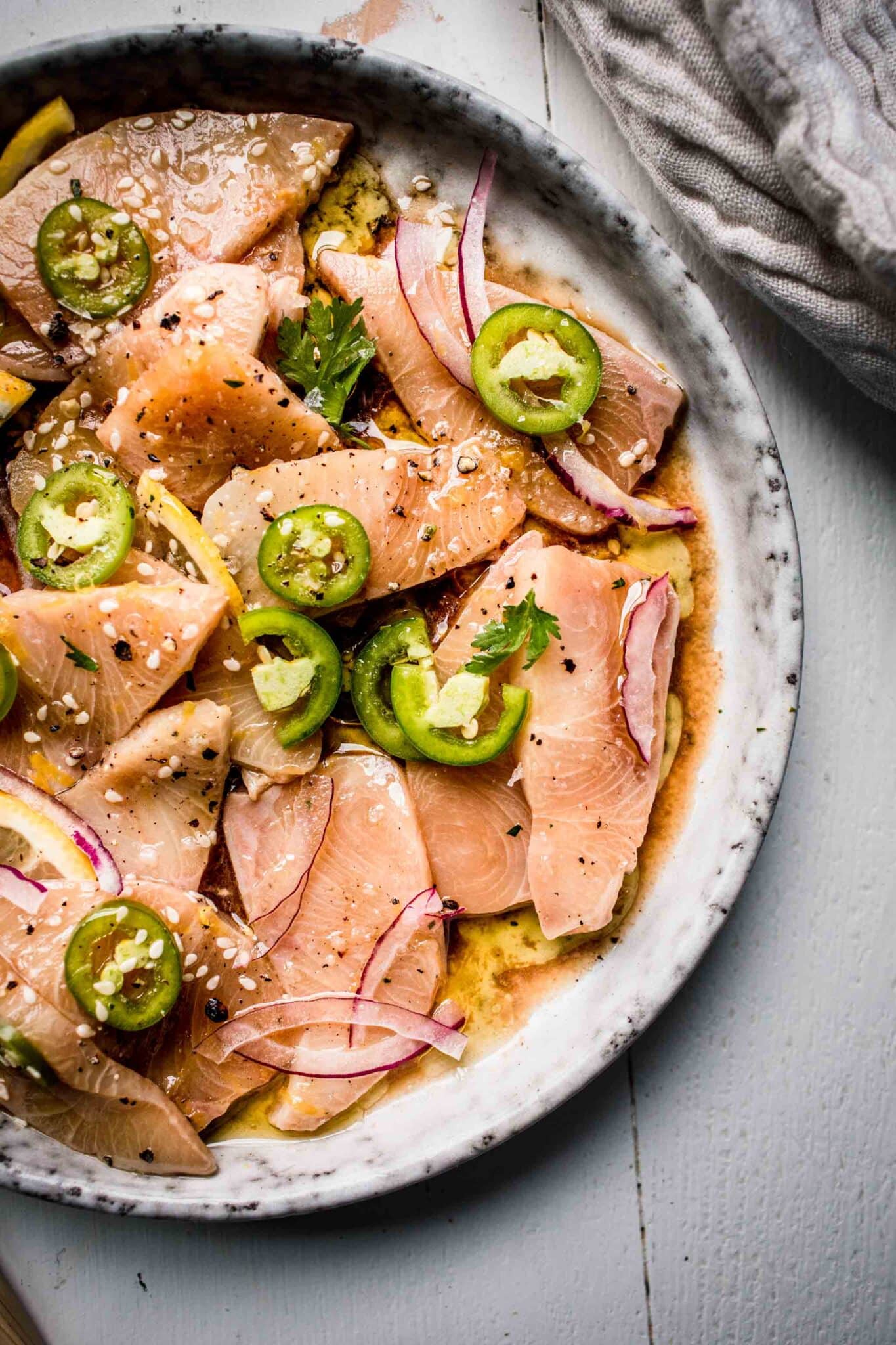 Hamachi crudo platings pairings