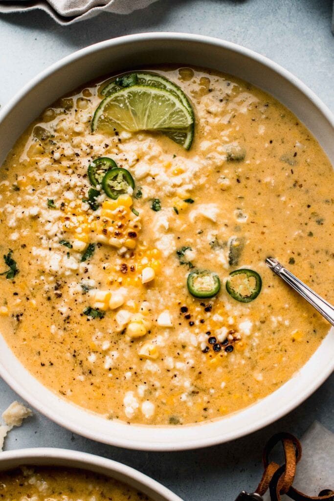 Creamy mexican street corn soup.