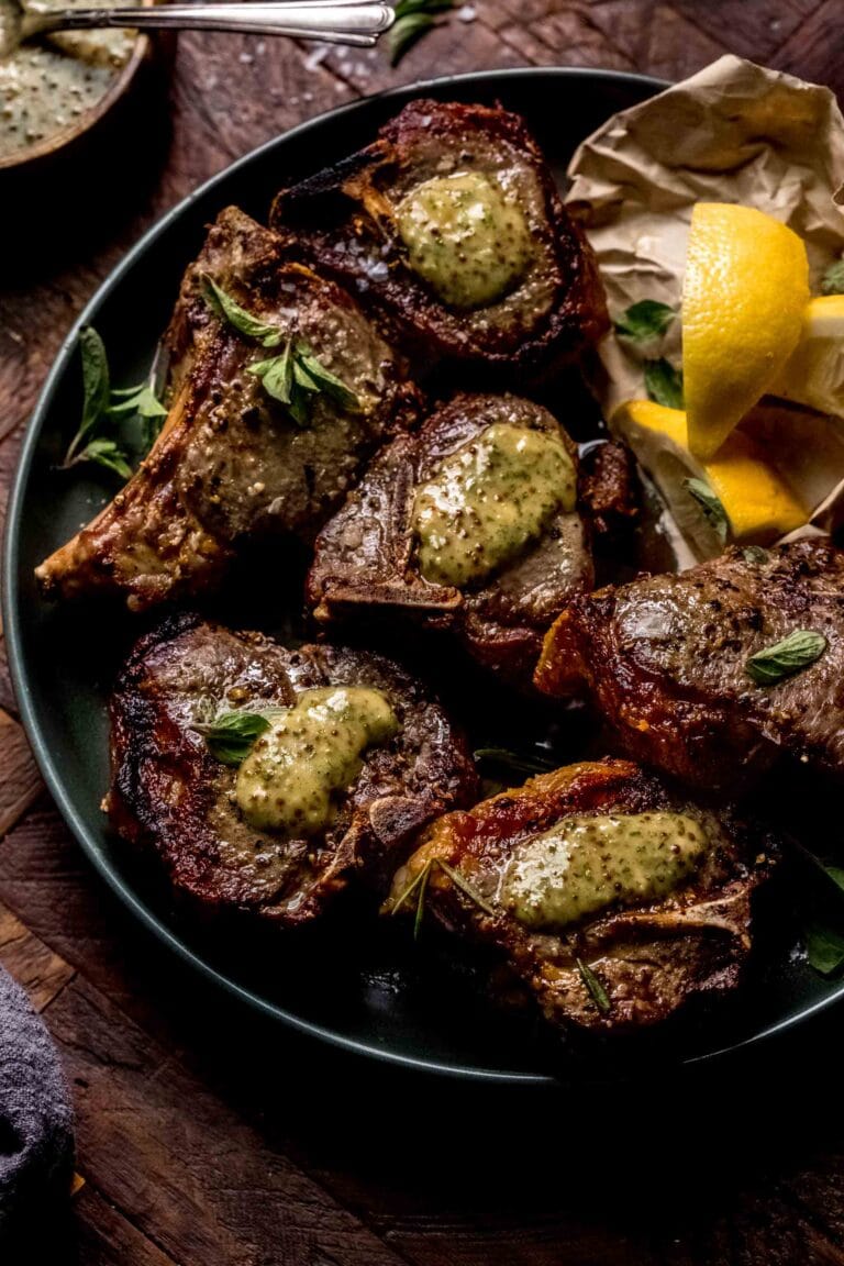 Easy Broiled Lamb Chops with Mint Mustard Sauce