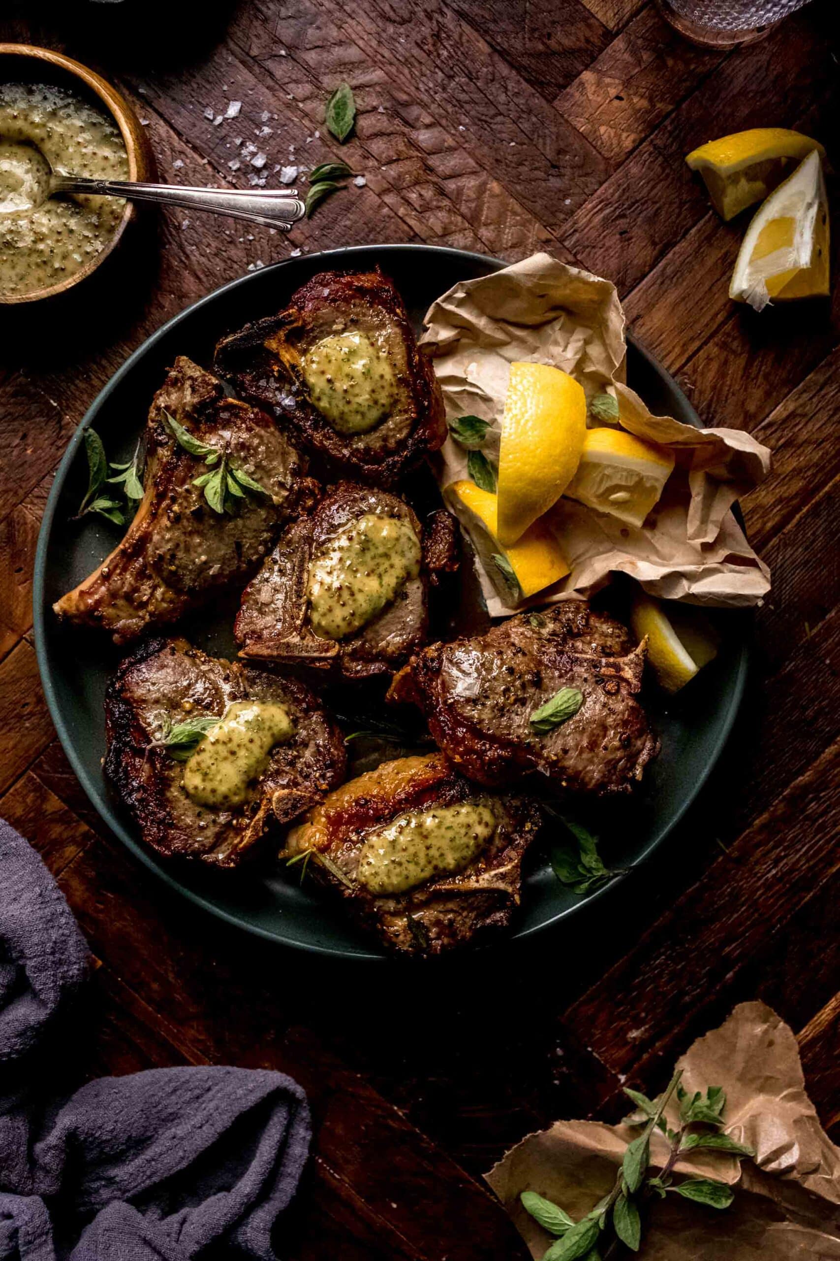 Easy Broiled Lamb Chops with Mint Mustard Sauce