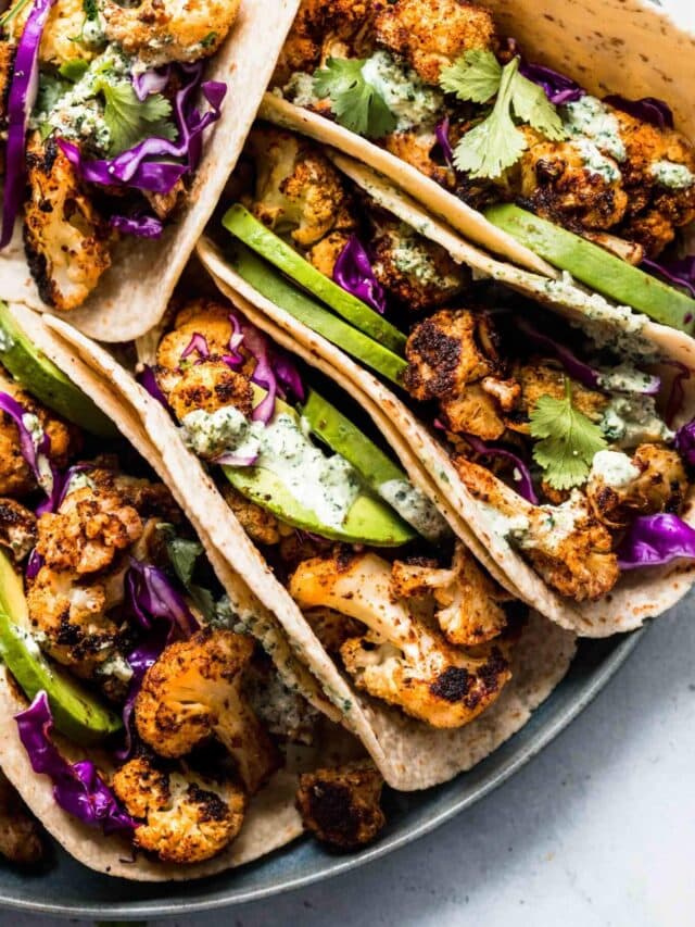 Healthy Cauliflower Tacos with Lime Crema Platings + Pairings