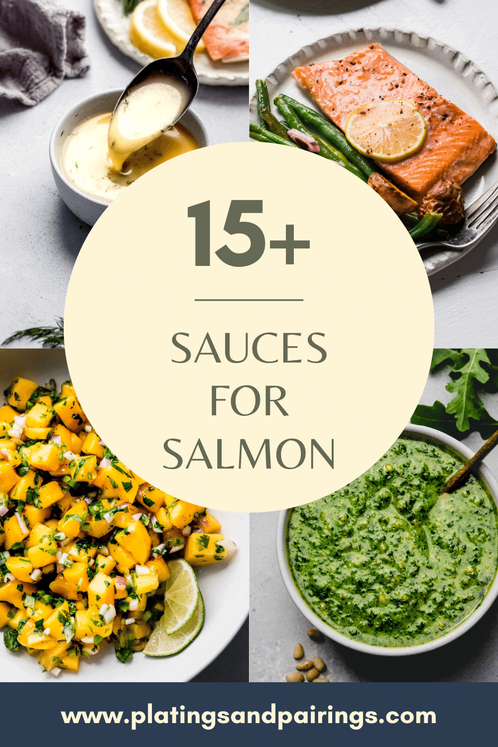 Collage of best sauces for salmon.