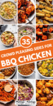 COLLAGE OF SIDES FOR BBQ CHICKEN WITH TEXT OVERLAY.