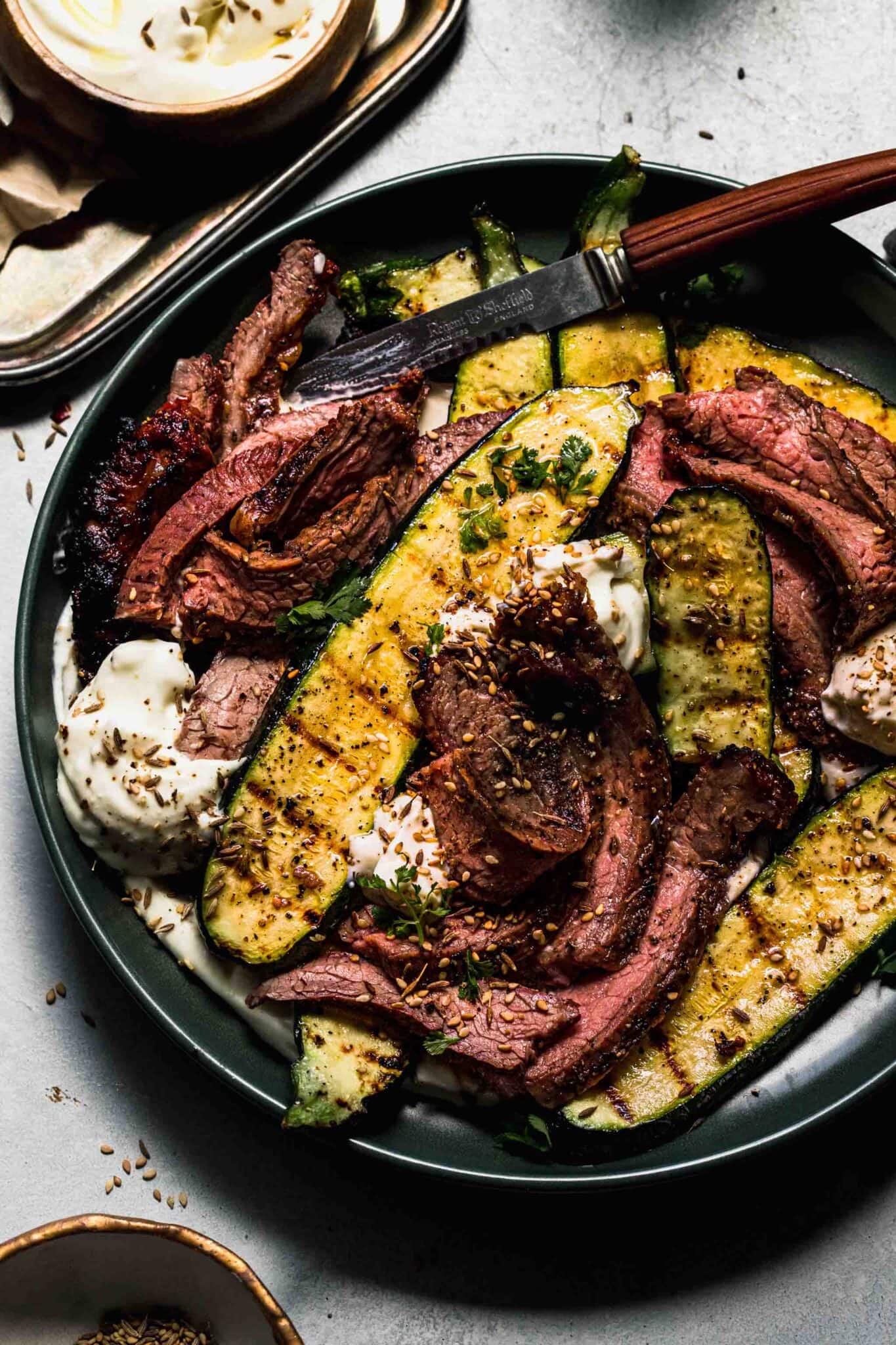 Steak and Zucchini with Whipped Feta