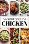 Collage of simple side dishes for chicken with text overlay.