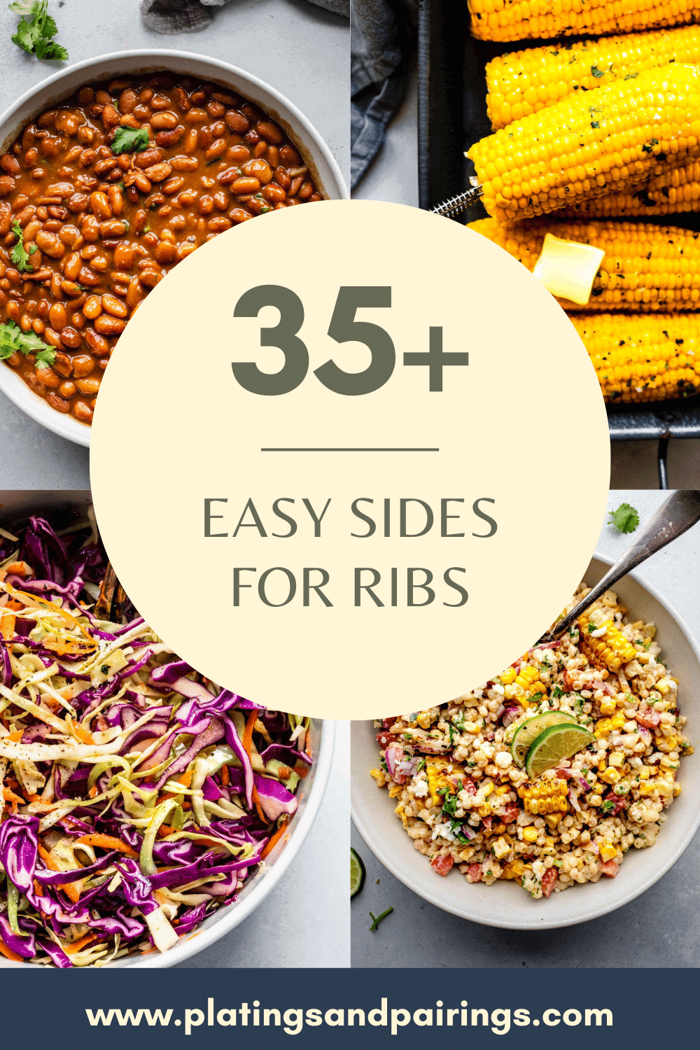 Collage of easy sides for ribs.