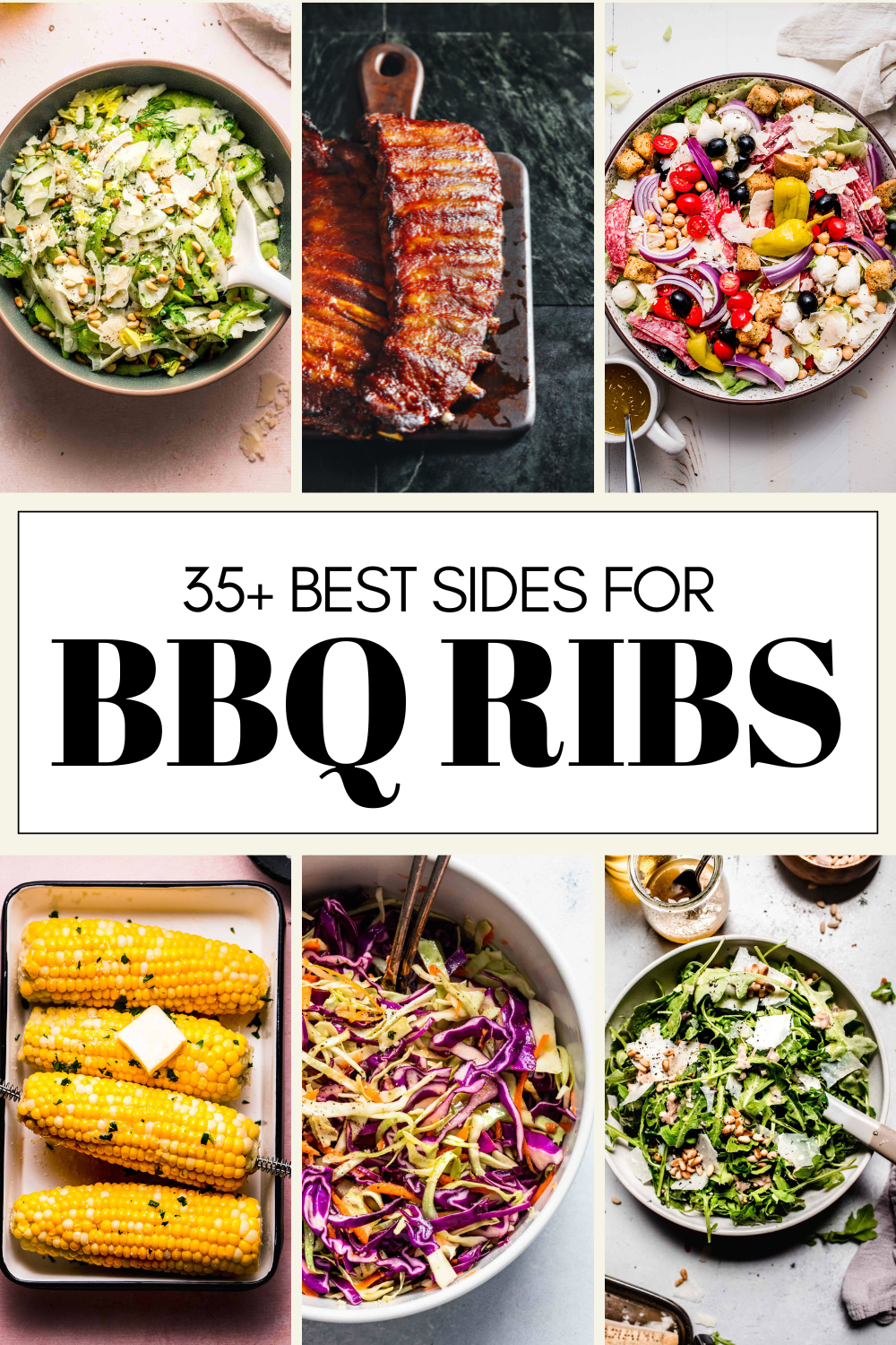 Collage of sides for ribs with text overlay.