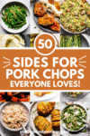 Collage of side dishes for pork chops with text overlay.