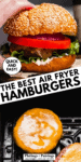 Air fryer burgers pinterest image.