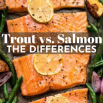 Collage of trout and salmon with text overlay.